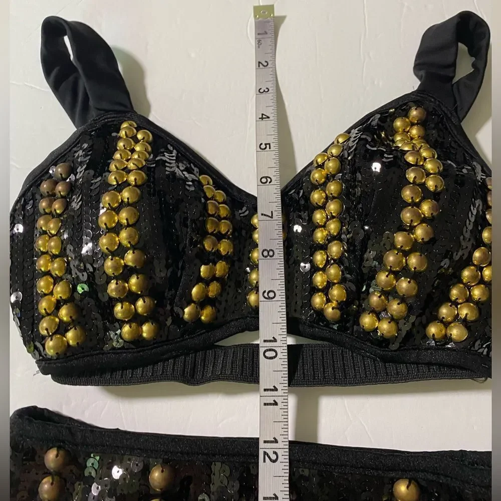 Glamour Dance solo dance costume mature sequin 5556 rocker goth 2 piece SA/MA
